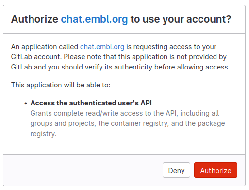 Authorize chat.embl.org